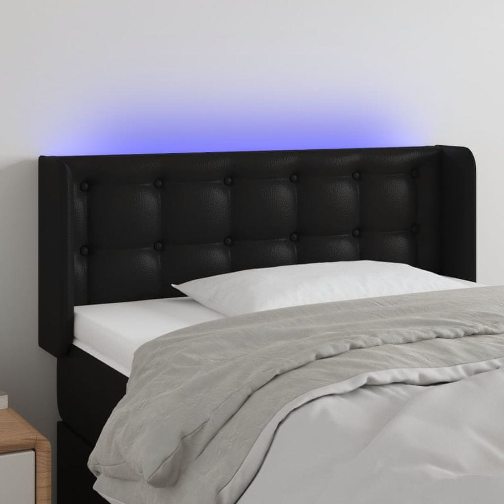 Vidaxl Čelo postele s LED čierne 93x16x78/88 cm umelá koža